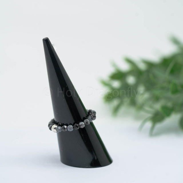 Snaiginio Obsidiano žiedas (briaunuotas) - Holy Dragonfly