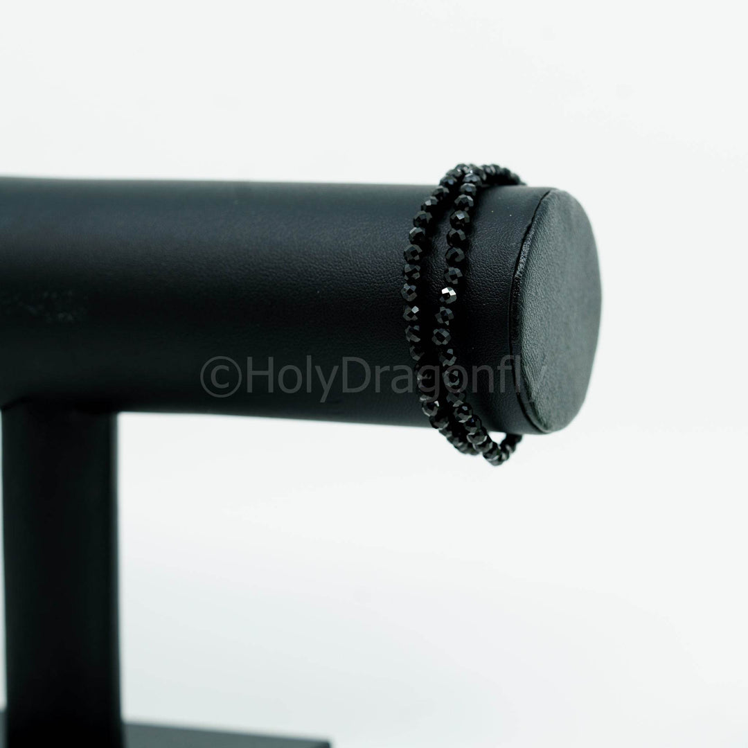 Juodo Turmalino Šerlo apyrankė 4mm (briaunuota) - Holy Dragonfly