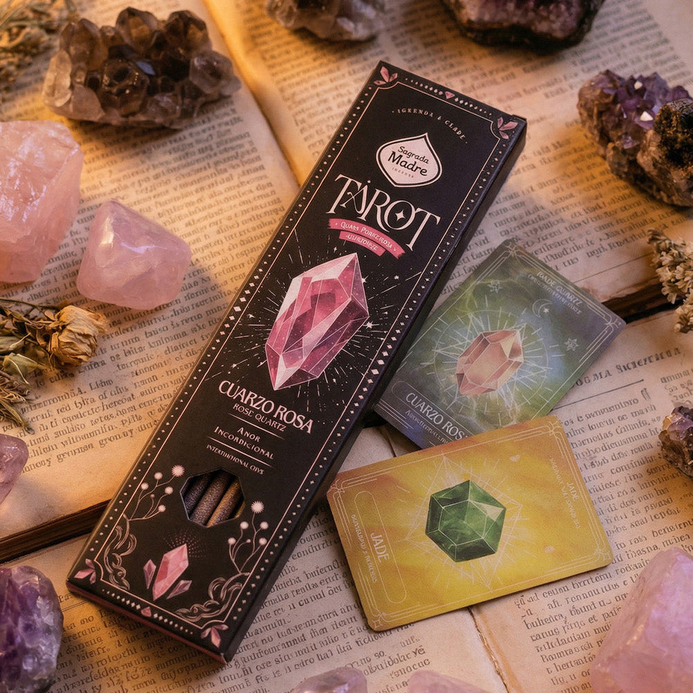 Sagrada Madre Tarot Gems rožinio kvarco smilkalų pakuotė