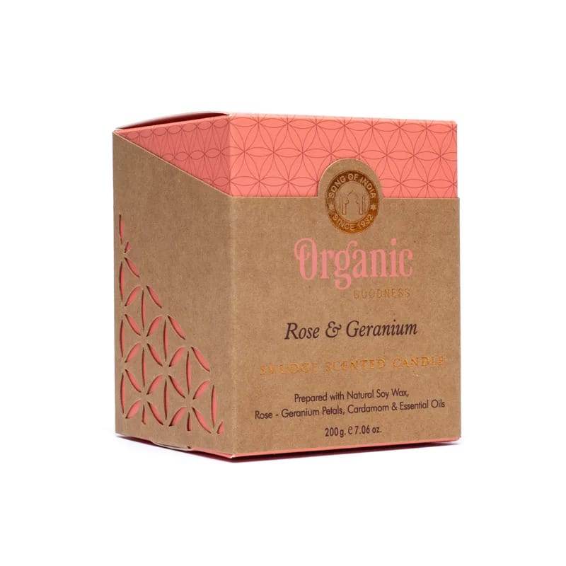 Sojų vaško žvakė Organic Goodness Rose & Geranium - Holy Dragonfly