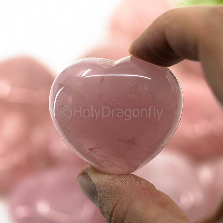 Rožinio kvarco širdelė - Holy Dragonfly
